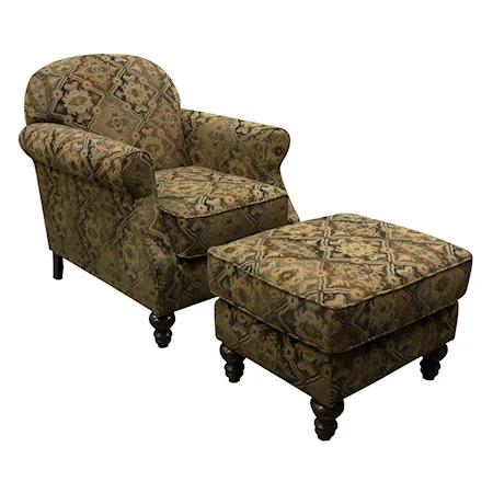 Small Scale Chair and Ottoman Set